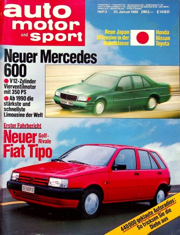Deckblatt Auto Motor und Sport (03/1988)